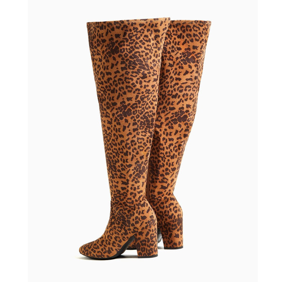 Torrid 6WW Wide Extra Wide Calf Leopard Print Over the Knee Boots 3.5" Heel - Picture 4 of 4